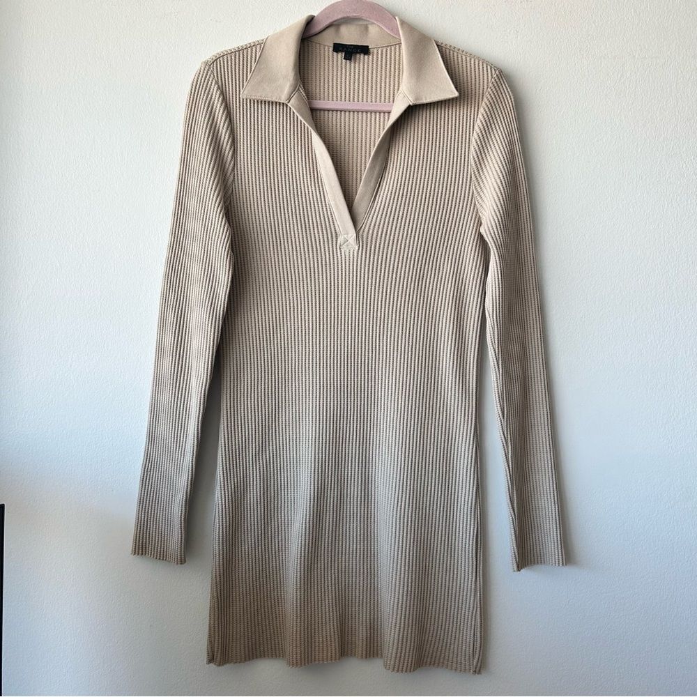 THE RANGE Jumbo Stark Thermal POLO MINI DRESS - MUSHROOM